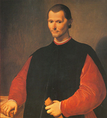 Santi di TITO: Portrait von Niccolò Machiavelli (16. Jhd) (Öl auf Leinwand, Standort: Palaz-zo Vecchio, Florenz). Machiavelli gilt als einer der wichtigsten Verfechter des Prinzips der Staatsräson.