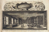 Ausschnitt aus Unbekannter Künstler (1765): Bibliotheca Academica ( Quelle: Von den Universitäts-Gebäuden, der öffentlichen Bibliothek und anderen gelehrten Anstalten und Gesellschaften zu Göttingen.; 2) Von der öffentlichen Bibliothek. (S. 210-224), Kupferstich ; s/w ; 78 x 115 mm)