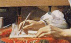 METSU, Gabriel  (1662-1665): Der Briefschreiber (Öl auf Holz, 52,5 x 40,2 cm, Bildnachweis: Seymour Slive: Dutch Painting 1600 - 1800, New Haven / London: Yale University Press 1995 S. Abb. 221)