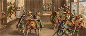 Matthäus Merian d.Ä. (1618-1650): Der Prager Fenstersturz (Detail). Kolorierter Kupferstich